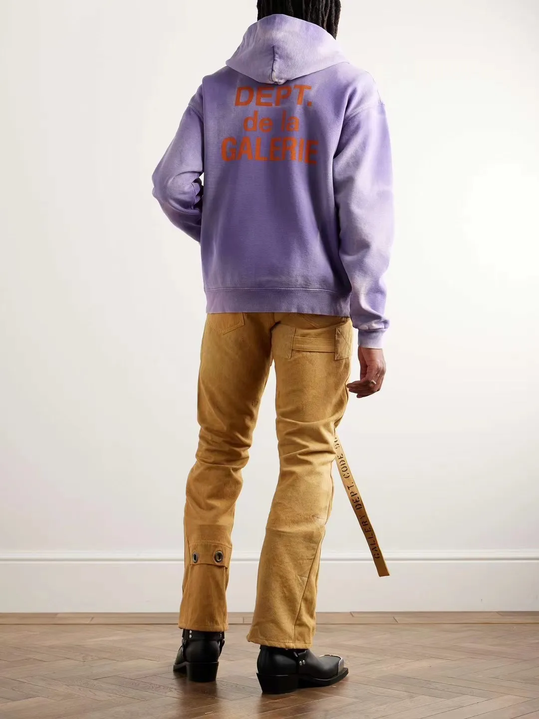 The same style as the owner GALLERY DEPT. FRENCH ZIP HOODIE water corrugated French zipper hole hoodie, sun washed purple, washed purple S-XL, ready-to-wear dyeing, hand-stitched and heavy-weighted, faded, super-heavy washing, hand-hanging holes, bone edges turned white, molded and customized with G LOGO zipper